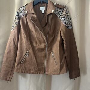 Chico's size 1 brown faux leather jacket